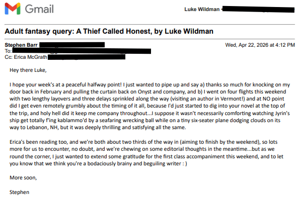 literary agent response
