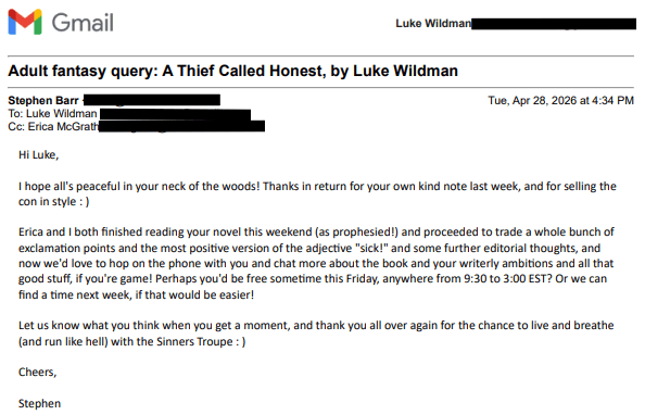 literary agent call